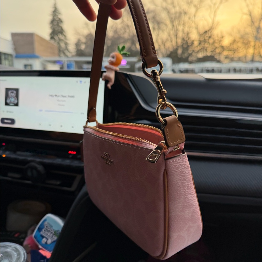 Coach Pink Signature Mini Wristlet Shoulder Bag - Picture 3 of 5